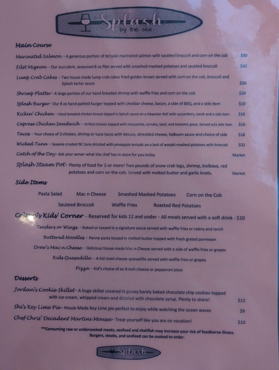 Menu Splash By The Sea-1